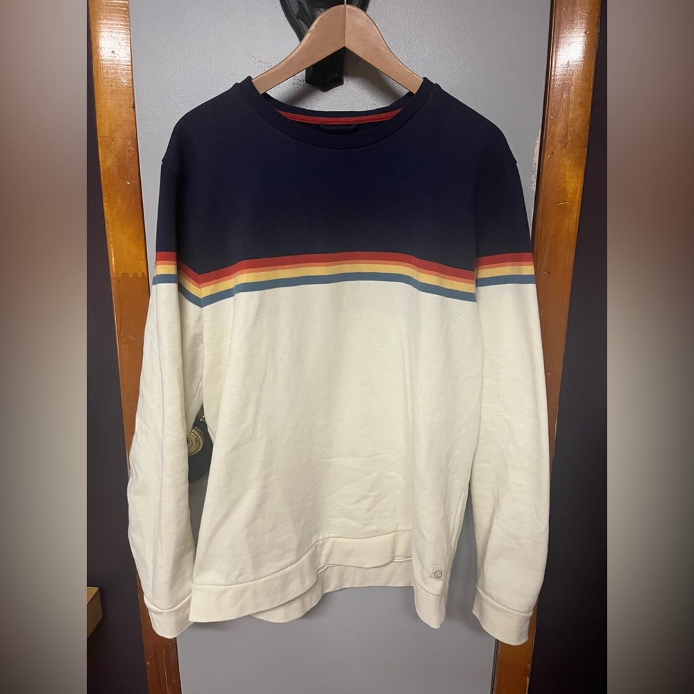 Marine Layer Navy and Cream Crewneck Sweater